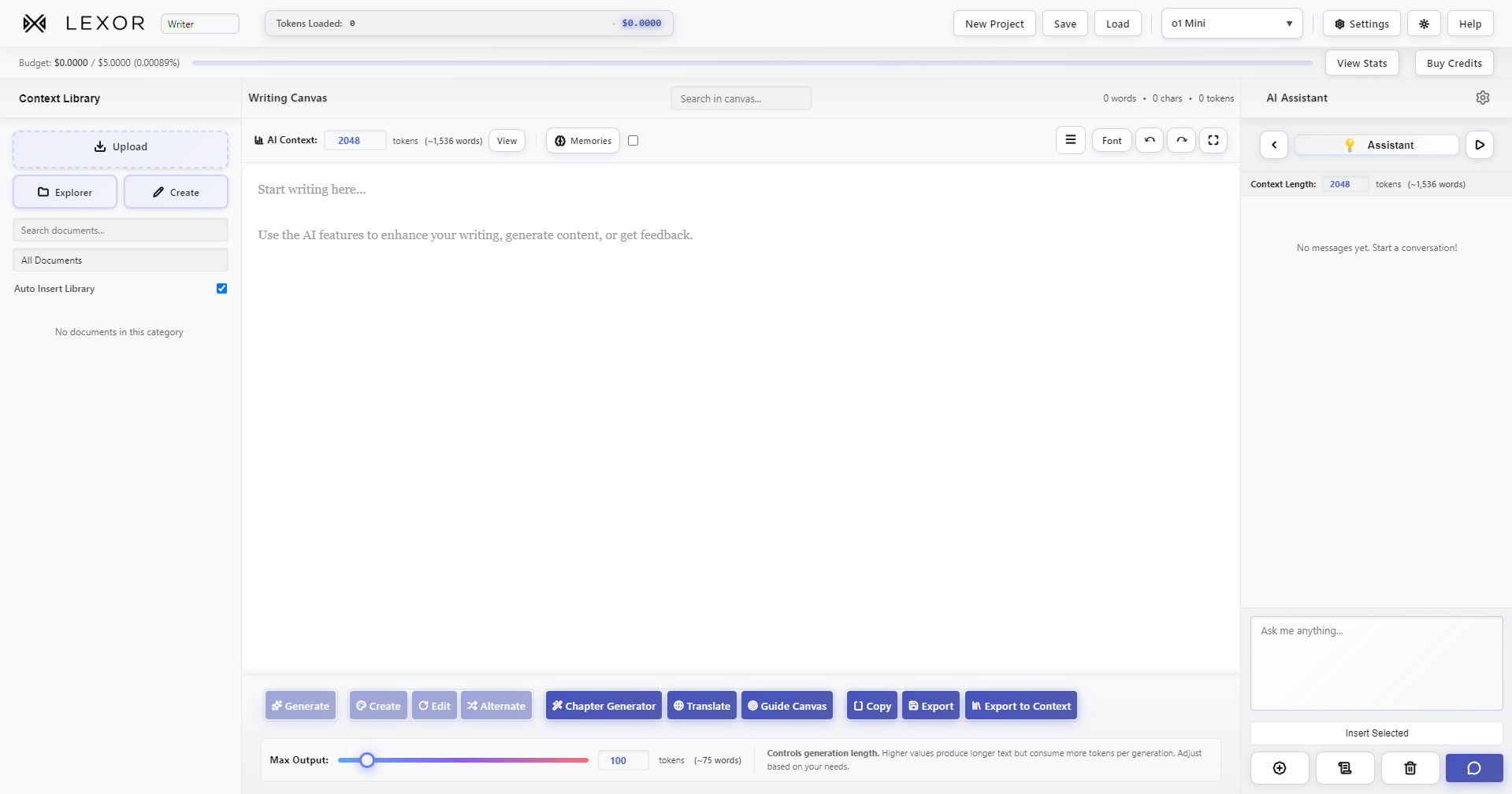 Lexor Software Interface